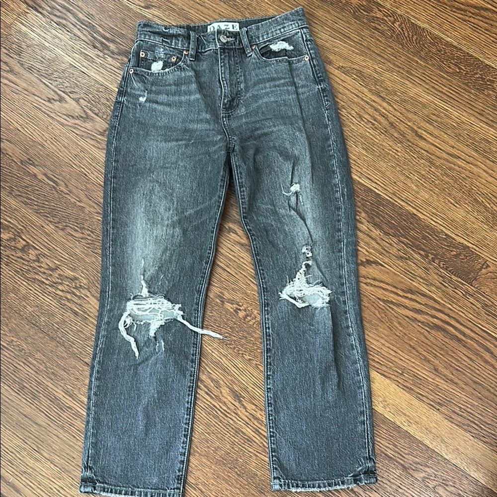 Distressed Gray Women Jeans